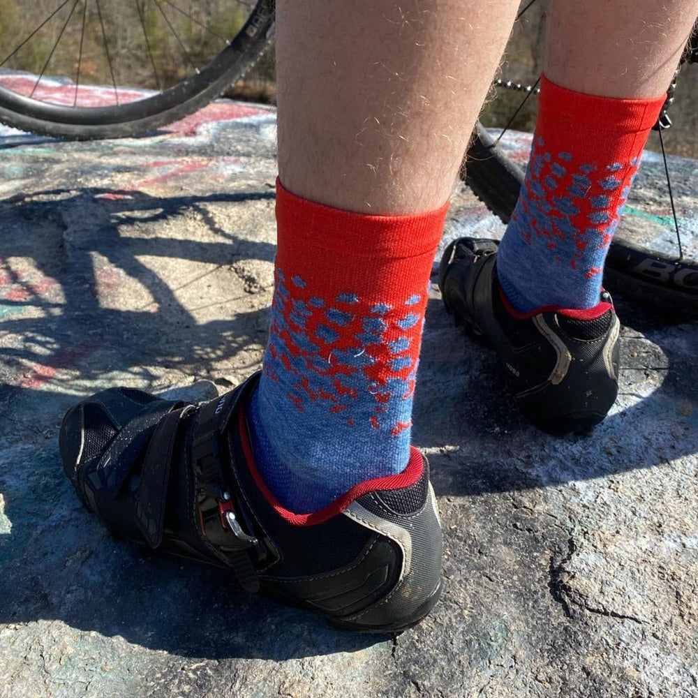 Maple LOTW Race Wool 6" Sock - Sapphire/Warm Red - Endurance Threads
